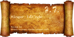 Hinger Tünde névjegykártya